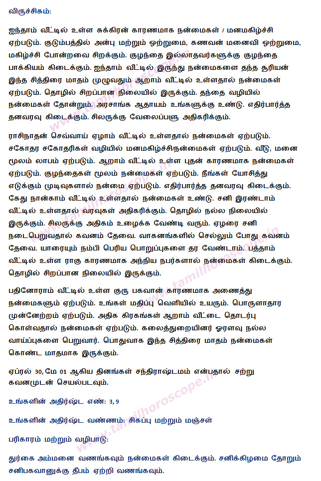 tamil monthly horoscope free