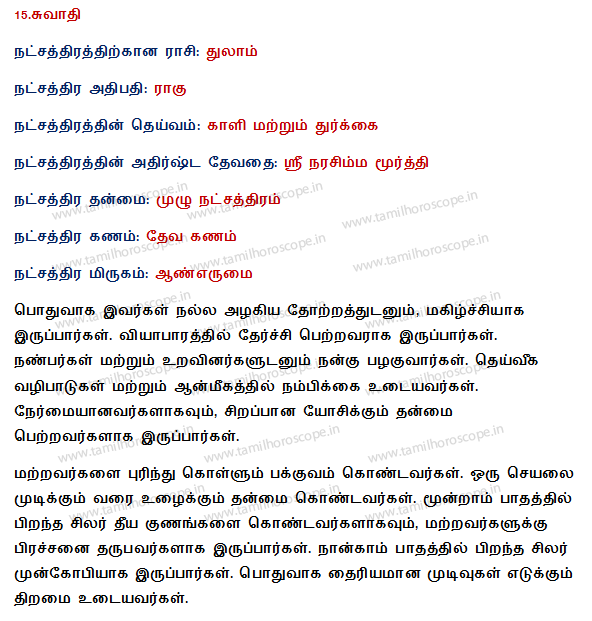 27 stars in Tamil horoscope