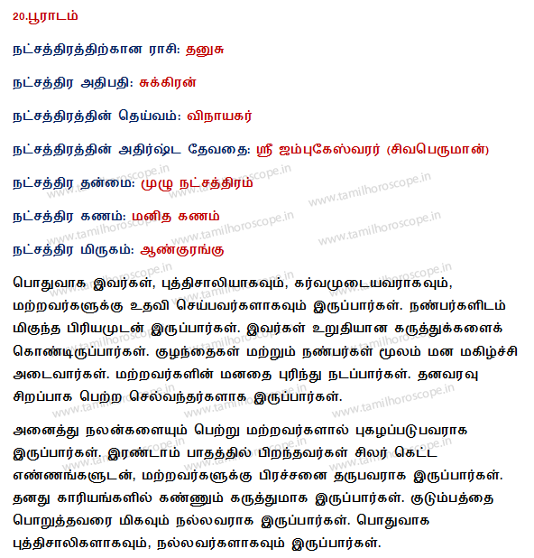 27 stars in Tamil horoscope